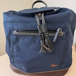 D&B Nylon Flap Backpack Navy/Black/Brown